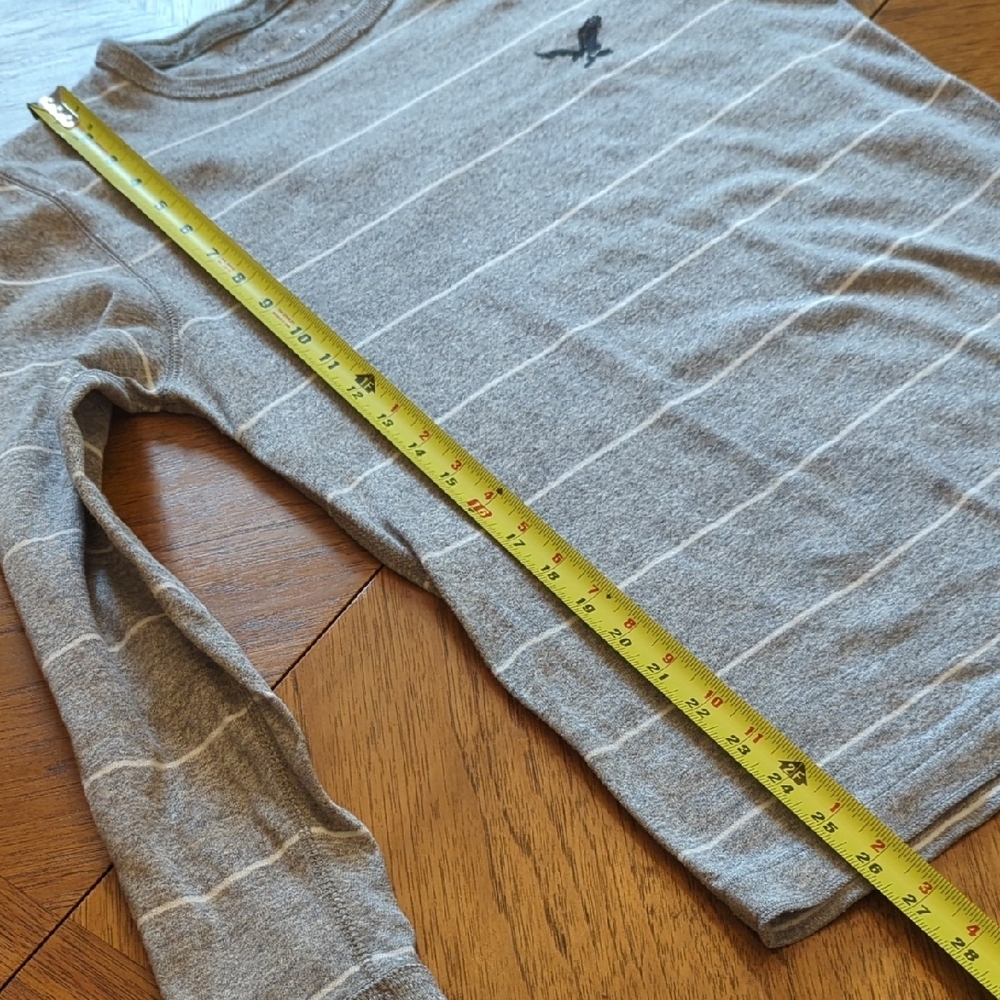 Men's American Eagle Gray Striped Long Sleeve Shirt - Picture 6 of 7